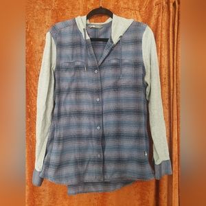 Northface Plaid button up hoodie